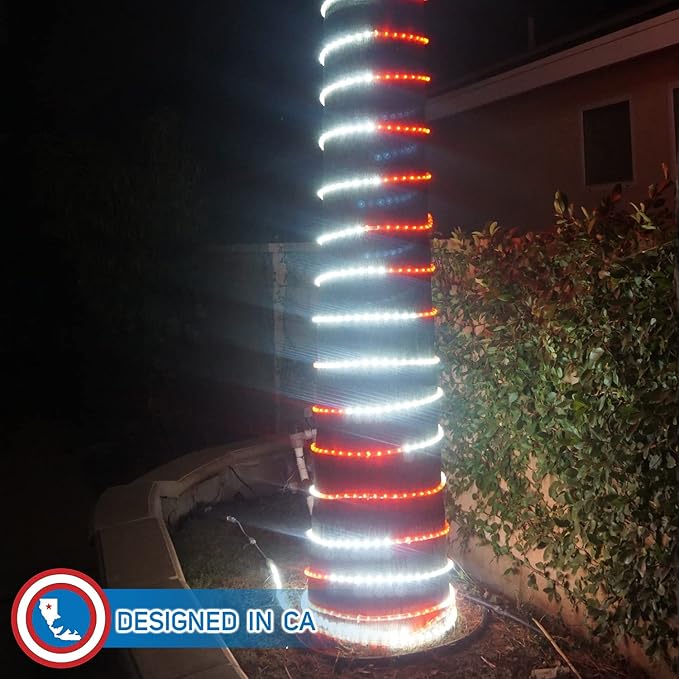Russell Decor 80ft /864 LEDs Rope Lights Indoor Outdoor Decorative Lighting for Christmas and Party Trees Patio Deck Flexible String Lights (Red White)
