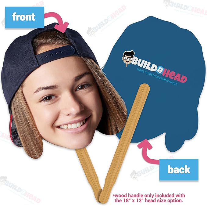 Build a Head - Big Head Cutout - Custom Vinyl Cardboard - Personalized Face Cutouts for Special Occasions - Big Cut Out Heads for Party Decor, Photo Props, Events and Celebrations (2-Pack, 18" x 12")