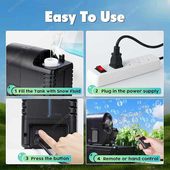 Moka Intelligent Fuel-efficient Bubble Machine with Remote Control & Battery Option - 5M Bubble Range,Continuous Operation for Halloween Party Christmas Holiday Events (Bubble)