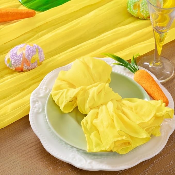 50 Pack Lemon Yellow Cheesecloth Napkins Spring Cloth Napkins Set of 50 Yellow Dinner Napkins Bulk 21x21 Inches for Wedding Bridal Shower Baby Shower Valentine's Day
