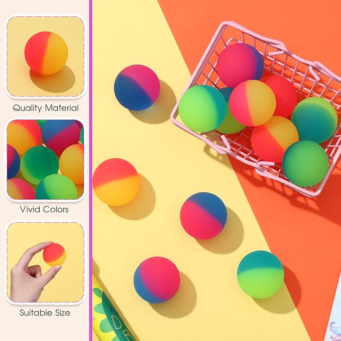 Jenaai 150 Pcs 45 mm/1.77 Inch Bouncy Balls for Kids, Large Rubber High Bouncing Balls in Bright Assorted Multi Colors Bulk for Birthday Party Favors Easter Classroom Carnival Prizes Gift