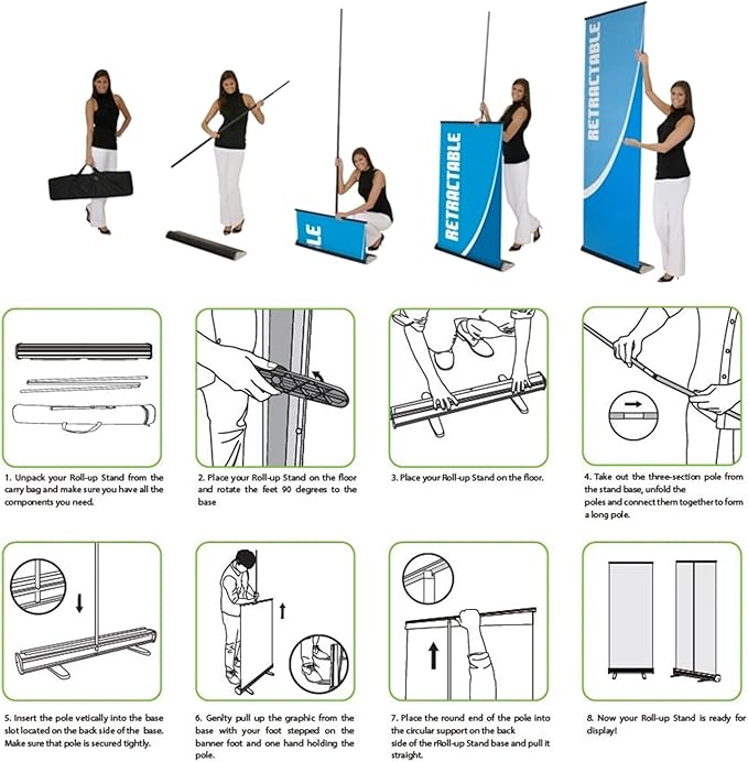 AOK Aluminum Retractable Banner 31x78 inch, Full Color, Conference Display, Trade Show Promotion Sign with Stand and Travel Case