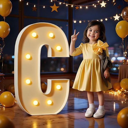 Marquee Letters 3 Feet Tall Large Light Up Letters C Happy Birthday Decorations Marry Me Engagement Party Decor Yellow Light Birthday Decorations Balloon Arch Kit Foam Sign C