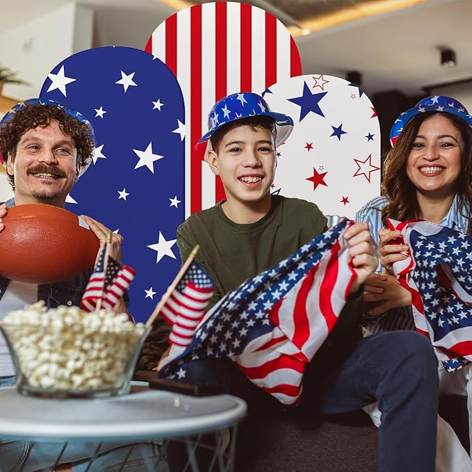 Set of 3 Patriot Day Arch Cover Theme Decoration, Veterans Day Blue and Red Print Arch Cover Stretch Spandex Fitted for Birthday Party, 4ft, 5ft, 6ft(Star)