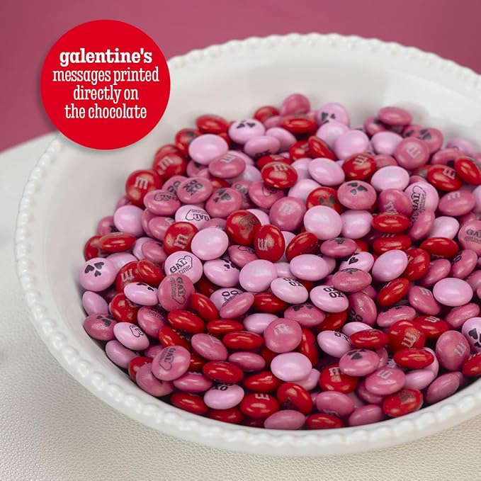 M&M’S WORLD Galentine’s Day Chocolate Candy, 2 lbs, Celebrate Love With Your Galentine’s, Unique Gift for Friends, Singles, and Parties, Create DIY Party Favors