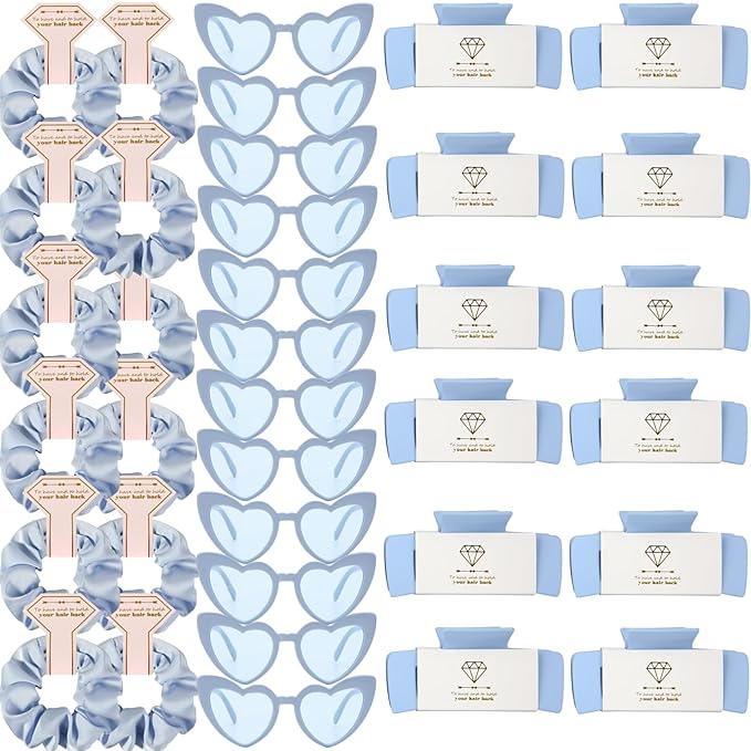 Bridesmaid Scrunchies Proposal Hair claws clips Set of 12 Bridal Shower heart sunglasses Gifts for Wedding Bachelorette Party Favors (36pcs Dusty Blue)