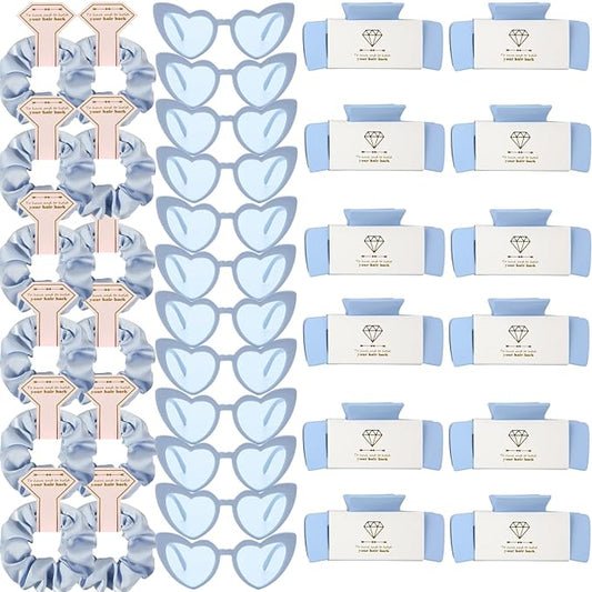 Bridesmaid Scrunchies Proposal Hair claws clips Set of 12 Bridal Shower heart sunglasses Gifts for Wedding Bachelorette Party Favors (36pcs Dusty Blue)