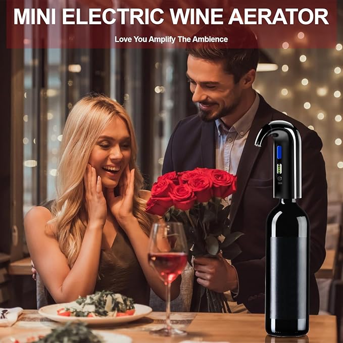 2026 Valentines Day Gifts, Electric Wine Aerator, One-Touch Automatic Wine Decanter for Red & White Wine, Wine Dispenser, Wine Pourer, Wine Gifts for Wine Lovers (Black)