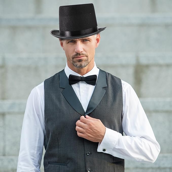 SATINIOR 12 Pcs Felt Top Hats Bulk Costume Hats for Men Women Magician Steampunk Dress up Movie Night Cosplay Party Supplies