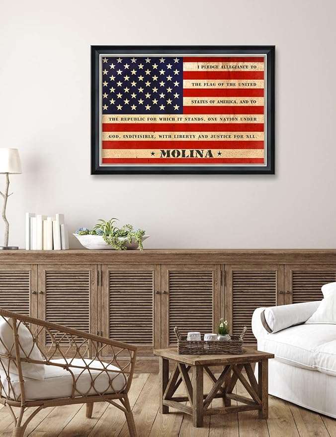 IPIC - American Flag, Personalized Ideal Gift Custom Framed Wall Art with Names and Date, Giclee Prints with Solid Wood Frame, Unique and Memorable Present. Wall Art for Home Decor.