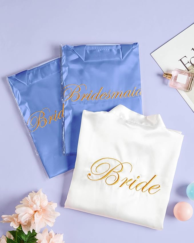 Jecery 12 Pcs Bridesmaid Robes Bride Kimono for Wedding Day Satin Embroidered Bridal Party Robes