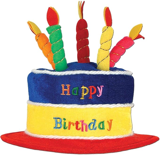 Beistle Unisex Happy Birthday Cake Hats With Candles, 12 Pieces - Perfect Party Accessories For Special Day Celebrations, Milestones & Festive Occasions, Photo Booth Headwear