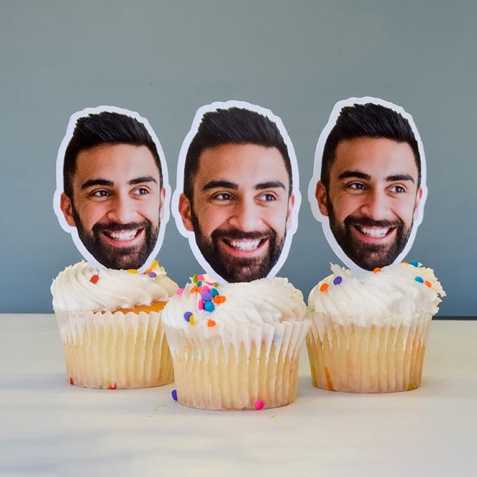 VictoryStore – Custom Cupcake Toppers – Set of 25 Personalized Face Cupcake Toppers with Custom Photo – Perfect for Birthdays, Wedding Showers, Anniversaries and More