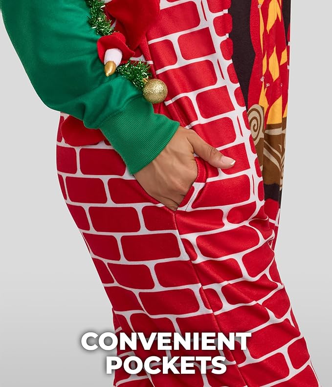 Tipsy Elves Christmas Onesies for Adults - Comfy Unisex Matching Holiday Jumpsuits with Convenient Pockets
