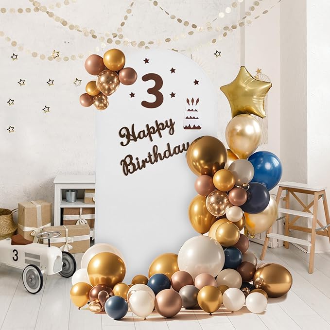 Arch Backdrop Stand and Cover Set, Metal Balloon Arch Backdrop 6ft, Gold Arched Stand Frame for Wedding, Parties,Birthday, Event Decorations (White,6ft)