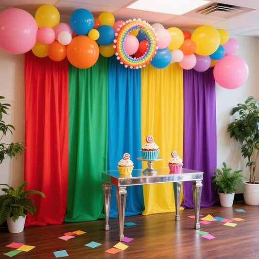 Rainbow Backdrop Curtain – 10x10ft Photography Background, Wrinkle-Free Polyester Fabric Colorful – Perfect Photo Backdrop for Birthday, Wedding, Baby Shower, Kids' Room Decoration