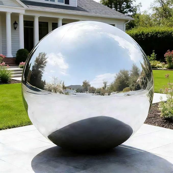 Inflatable Mirror Ball Shiny Balls Large Hanging & Standing PVC Disco Bubble Balloon For Christmas, Birthday, Party, Wedding, Decoration, Other Events (Silver, 1 Pcs 47.2in Without Pump)