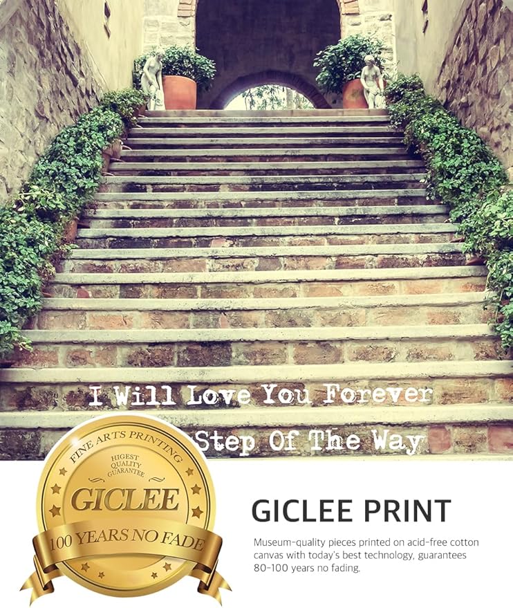 IPIC - Love You Every Step, Personalized Artwork with Names and Date on for Home Decor, Customized Gift for Anniversary,Wedding,Birthday and Holidays. Picture size: 18x12, Framed Size: 21x15
