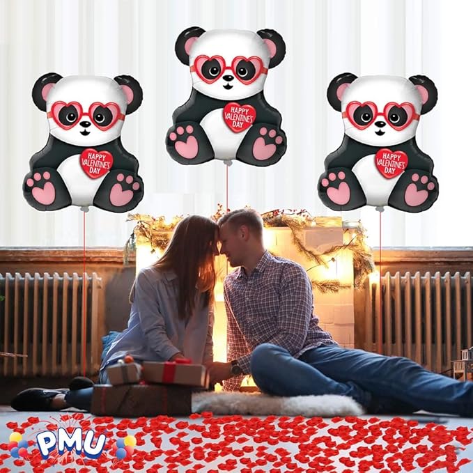 PMU Valentine's Day Balloons Panda Bear 32in Mylar-Foil Balloon (10/pkg) Pkg/1
