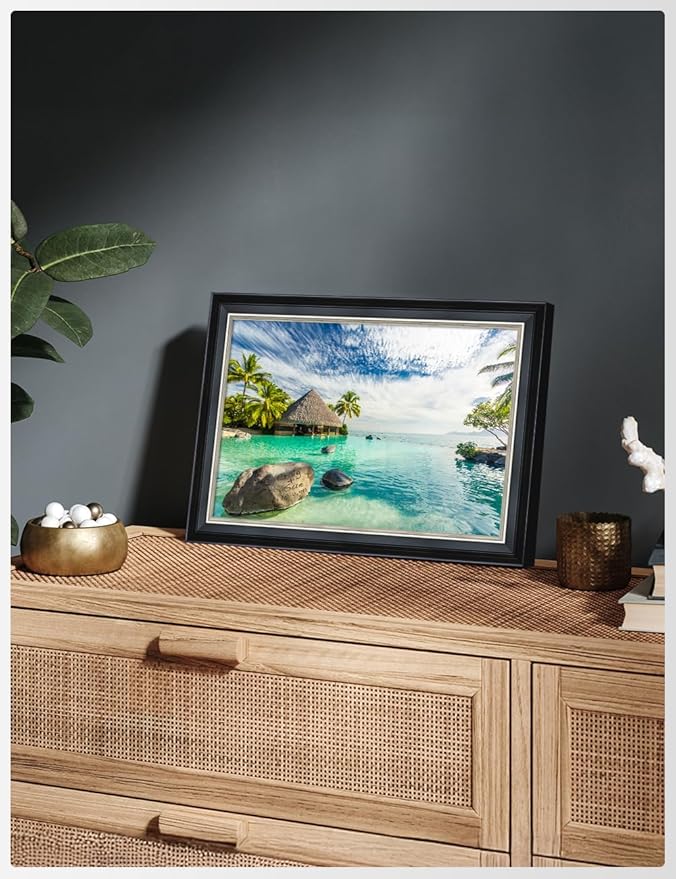 IPIC - "Tropical Memories Personalized Framed Wall Art, Custom Beach Canvas Print with Solid Wood Frame, A Personalized Gift with Name and Date for Couple, Wedding, or Anniversary
