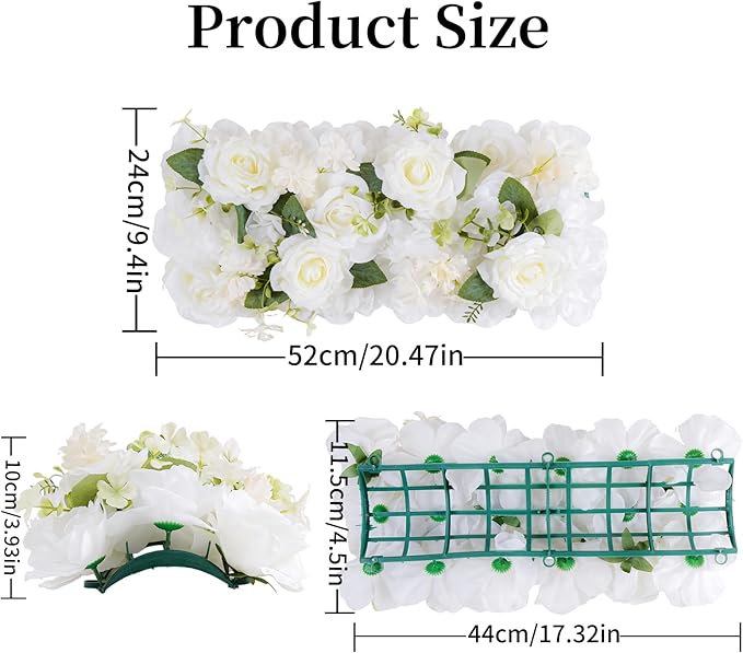 Pack of 10 Wedding Arch Decorations, 20.47 inch Artificial Flower Table Centerpieces Floral Arrangement for Wall Backdrop Party Bridal Shower Event Decor - White&Blue