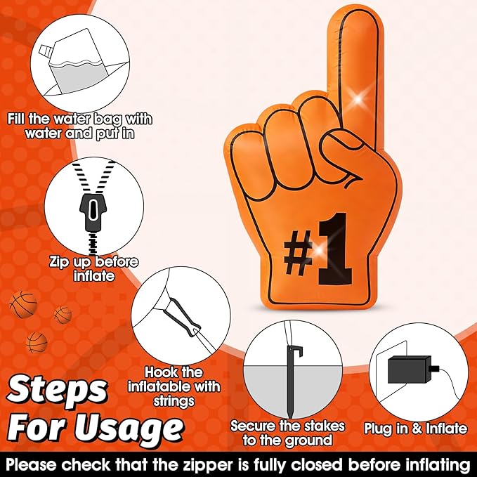 4.6FT Inflatable Number One Finger Outdoor Decorations Basketball Cheering Inflatables Built-in 2 LED Lights Blow up Spirit Finger for Basketball Sport Fans Game Day Birthday Party Yard Lawn Decor