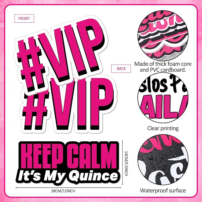24 Pcs Spanish Quinceanera Photo Booth Props 15th Birthday Parties Decorations Single Sided 11.8" Mis Quince Anos DIY Water Proof Selfie Signs PVC Printing Photo Props for Decorations