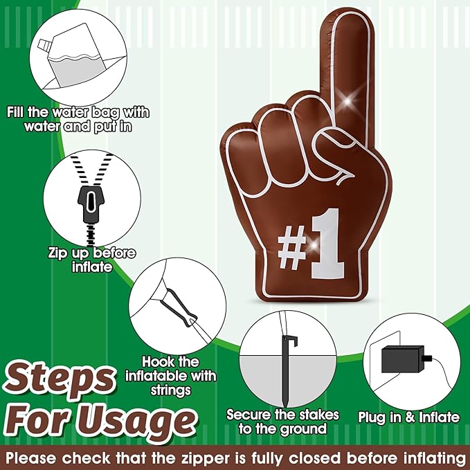 4.6FT Football Inflatable Number One Finger Built-in 2 LED Lights Blow Up Spirit Finger for Football Birthday Game Day Tailgate Party Team Coach Cheering Decorations