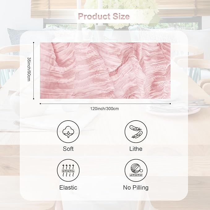 10 Pack Dusty Pink Cheesecloth Table Runner 35x120 Inch 10Ft Rustic Gauze Cheese Cloth Table Runner Sheer Cheesecloth Table Runners for Wedding Party Bridal Shower Decoration