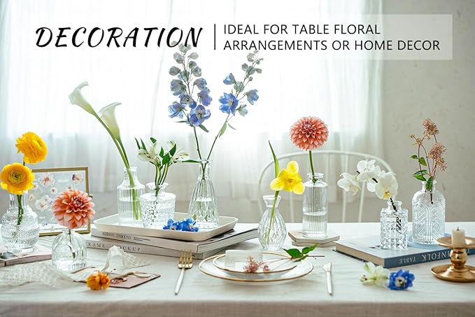 16pcs Glass Bud Vase Set, Small Clear Flower Vases for Centerpieces in Bulk, Cute Mini Vintage Vase for Wedding, Home Decor, Table Decoration