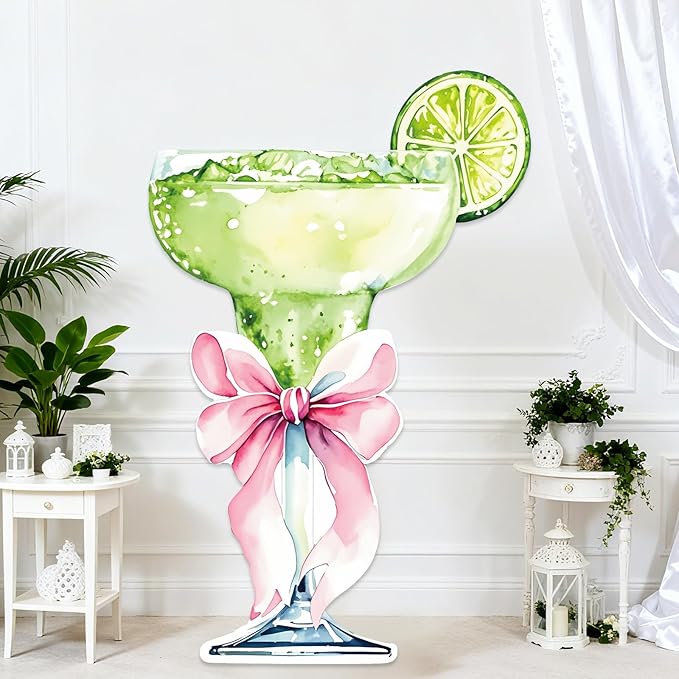 4ft Large Martini Bow Cardboard A Tini Bit Older Birthday Cutout Stand Green Margarita Backdrop Decorations for Women Coquette Bachelorette Bridal Shower Party Decor