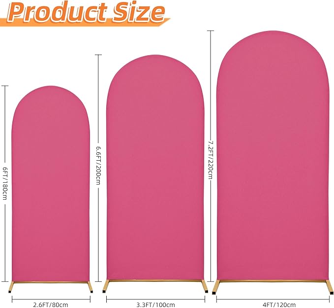 3-Piece Arch Cover Bundle – 7.2FT, 6.6FT & 6FT Stretch Spandex Backdrop Set – Wedding, Birthday & Photo Booth Arch Covers for Every Event