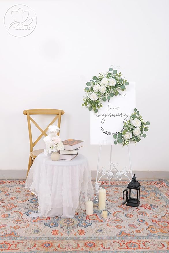 Pack of 2 Wedding Arch, Artificial Flowers, Wedding Decor，Flower Garland Be Suited to Banquet, Party, Reception Entrance Welcome Sign and Background Decoration (Starry Sky)