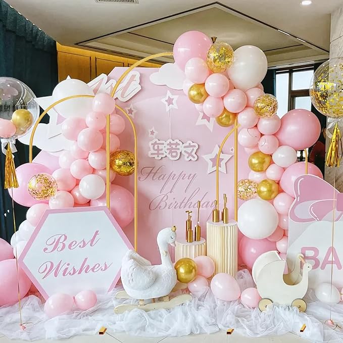 Metal Arch Stand Gold Wedding Backdrop Stand Set of 3 (7.2FT,6.6FT,6FT)Arched Frame for Birthday Party Baby Shower Graduation Ceremony Decoration (gold)