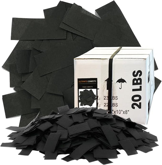 Ultimate Confetti, Black Biodegradable Confetti - Rectangular Flame-Resistant Tissue Paper Confetti for Cannon and Launcher use – Best for Gender Reveal, Concerts and Parties - 20 lb, 320 oz