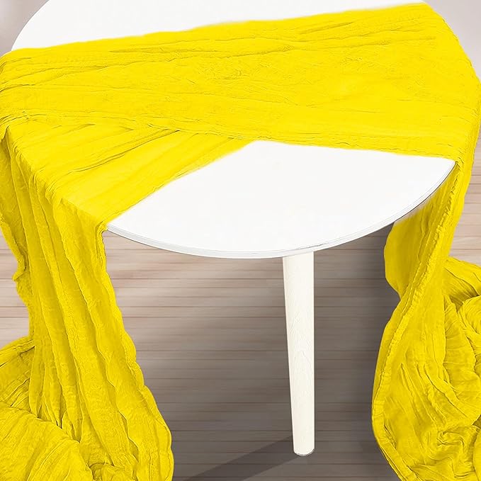 6 Pack Yellow Cheesecloth Table Runner 35x120 Inch 10Ft Rustic Gauze Cheese Cloth Table Runner Sheer Cheesecloth Table Runners for Wedding Party Bridal Shower Decoration