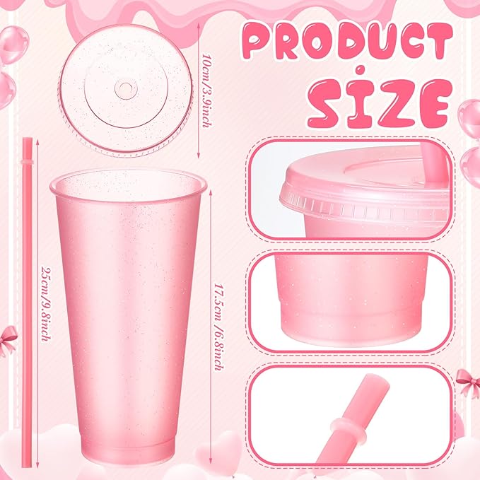 30 Pcs Spa Party Favors for Women Sleepover Party Supplies 6 Bow Headband 6 Eye Mask 6 Hair Clip 6 Cosmetic Bag 6 Glitter Plastic Cup for Adult Spa Birthday Bachelorette Gift(Pink)