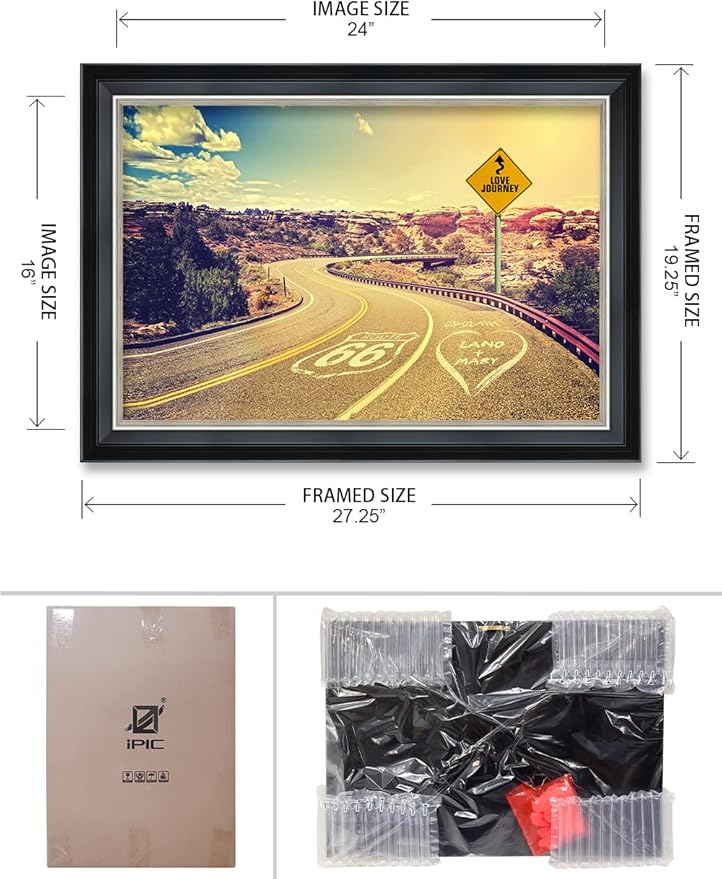 IPIC - Love Journey Personalized Framed Wall Art with Names and Date on, Giclee Prints Framed with Solid Wood, Custom Memorial Gifts for Wedding Anniversary. Total Size: 27.25" W x 19.25" H
