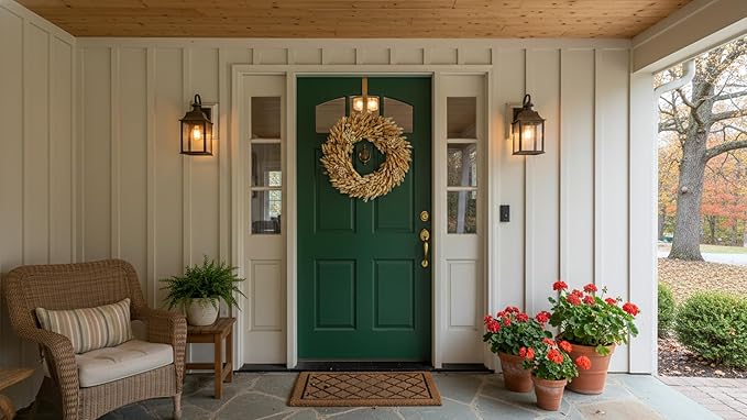Galt International 21" Preserved Golden Natural Dried Lush Wheat Autumn Fall Wreath - Straw Wreath for Front Door Farmhouse Harvest Thanksgiving Decorations Home Decor Pampas