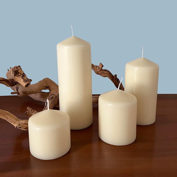 Stonebriar 80 Hour Long Burning Unscented Pillar Candles, 3x8, Ivory, 6 count