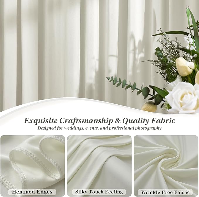 10 ft x 10 ft Wrinkle Free Beige Backdrop Curtain for Parties, 2 Panels 10ft Polyester Beige Photo Backdrop Drapes for Graduation Birthday Wedding Party Stage Curtains