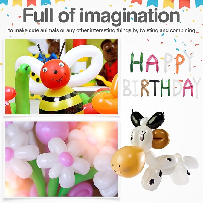 Lenwen 1000 Pcs Long Balloons Bulk 260 Latex Twisting Balloons Decoration for Birthday, Wedding, Festival, Clowns, Party Supplies(White)