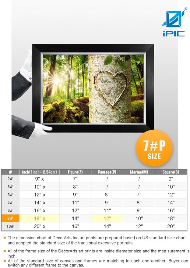 IPIC - Love Evergreen, Personalized Artwork with Names and Date on, Customized Gift for Anniversary,Wedding,Birthday and Holidays. Picture size: 18x12, Framed Size: 21x15