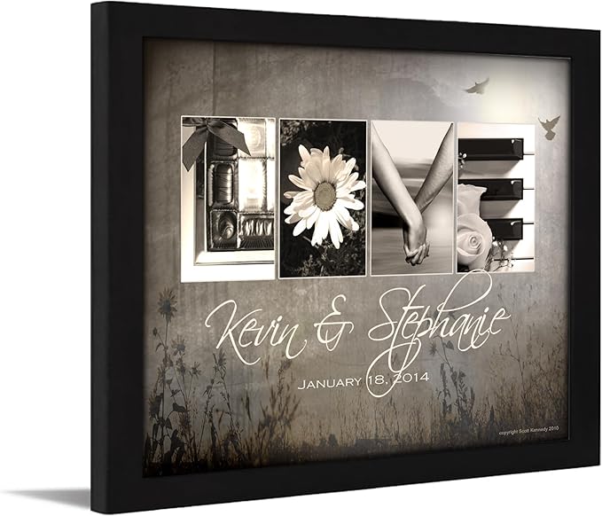Personal-Prints LOVE LETTERS | Personalized Romantic Canvas Art Gift with Your Names | Custom for Valentine’s Day or Wedding Anniversary (11"x14" Framed Paper Print)