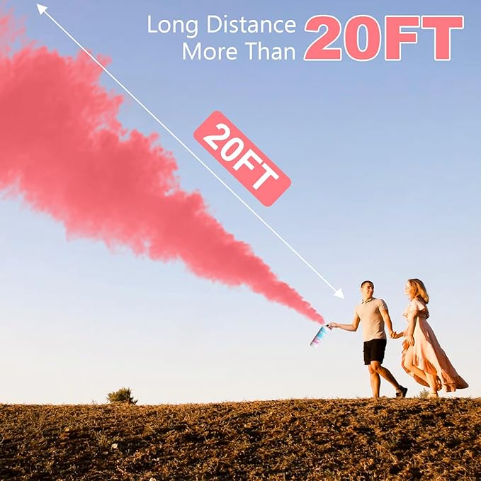 Giant Gender Reveal Fire Extinguisher: 2 Packs Pink Gender Reveal Ideas Only for Baby Girl with 100% Biodegragable for Gender Reveal Decorations - 20+ Feet (Pink)