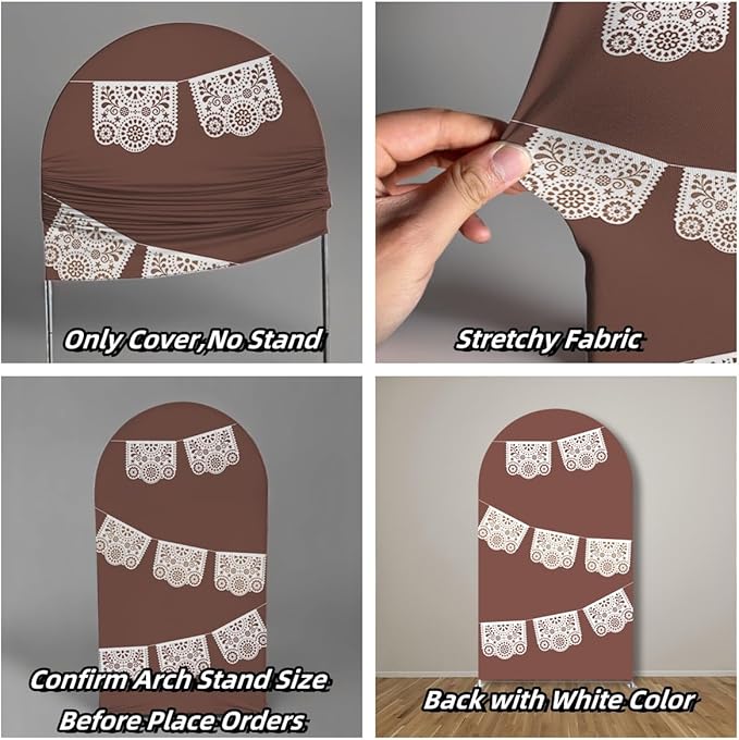 Beige Arch Backdrop Cover Birthday Party Baptism Cutie Baby Shower Arch Stand Spandex Covers Wedding Mexican First Fiesta Parties Decorations (4X7.2ft,G3761)