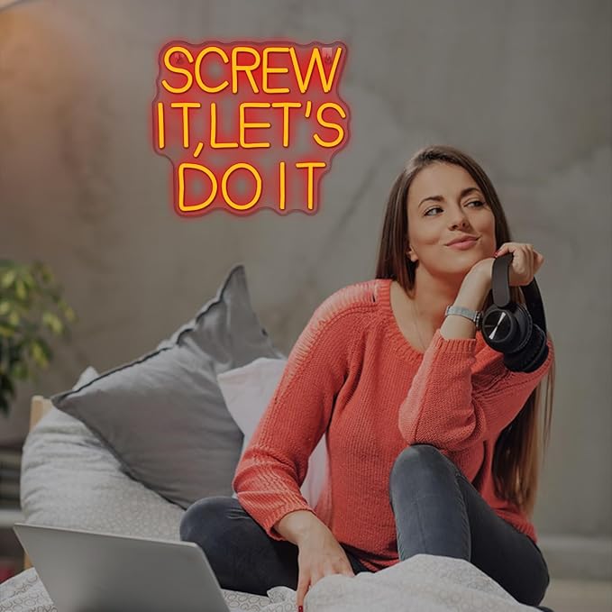 NOSUN Screw It Lets Do It LED Neon Signs for Wall Decor with Dimmable Red Light for Bedroom Light Up Sign for Home Dorm Wall Wedding Party Bar Room Neon Let's Do It Wall Decor