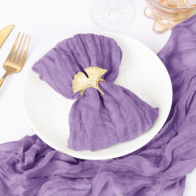 50 Pack Lavender Purple Cheesecloth Napkins Spring Cloth Napkins Set of 50 Dinner Napkins Bulk 21x21 Inches for Wedding Bridal Shower Baby Shower Valentine's Day