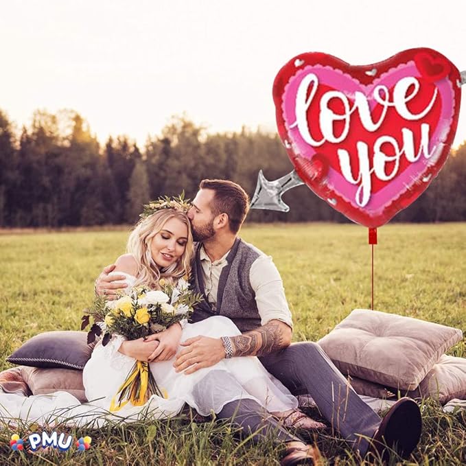 PMU Valentines Day 39 Inch Mylar Foil Balloon Love You Heart and Arrow (25/Pkg) Pkg/1