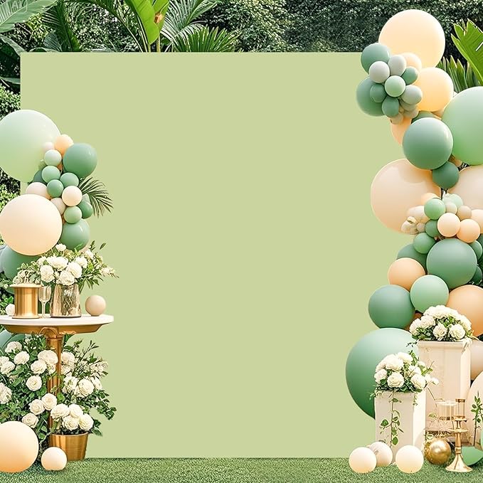 Metal Backdrop Stand with Wedding Arch Cover Spandex 6.6x6.6FT Arch Stand and Covers Set Balloon Arch Backdrops Stands for Sage Green Backdrop Cover for Bridal Baby Shower Ceremony Party